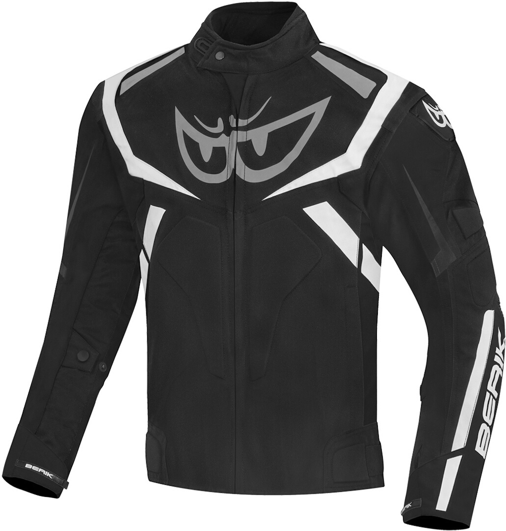 Berik The Eye Waterproof Motorcycle Textile Jacket, black-white, Size 48, black-white, Size 48