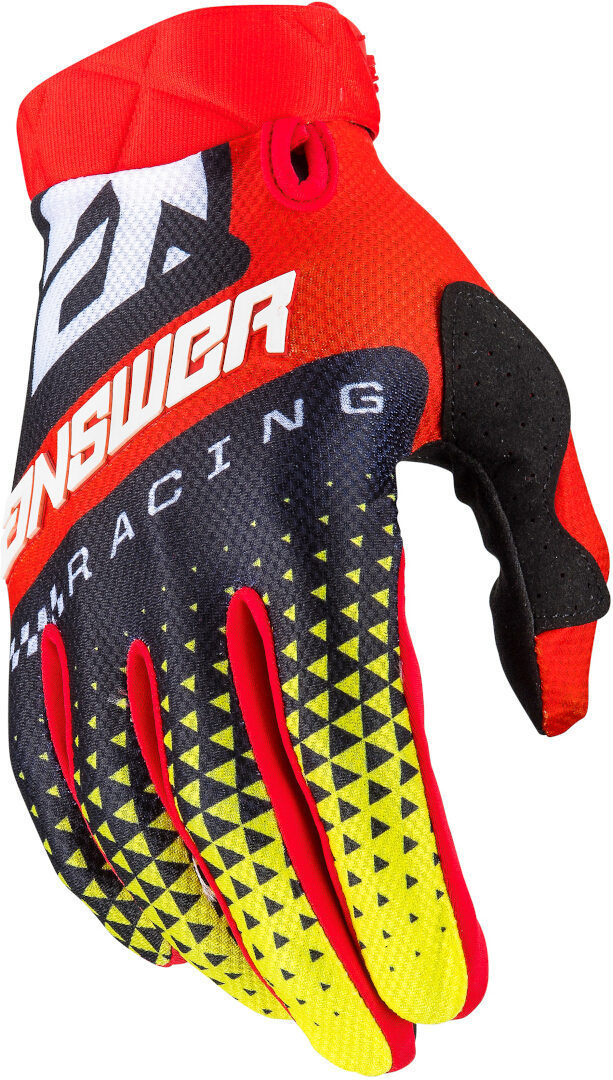 Answer AR3 Korza Motocross Gloves, black-red-yellow, Size S, black-red-yellow, Size S