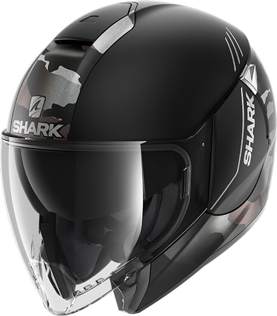 Shark City Cruiser Genom Matt Jet Helmet, black-grey, Size S, black-grey, Size S