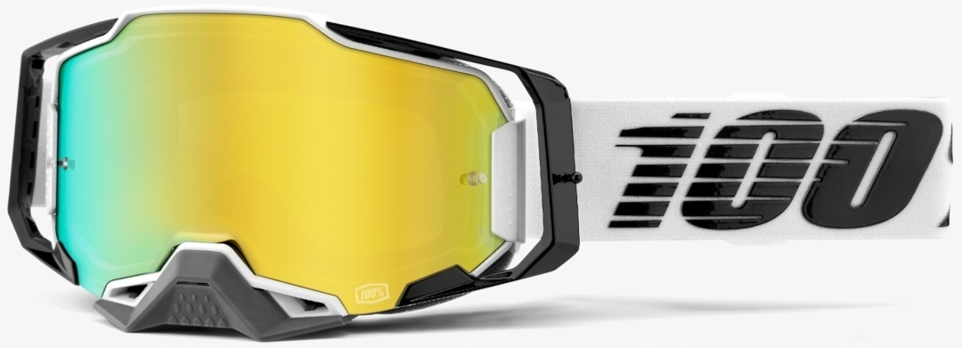 Motorrad 100% Armega Mirror Atmos Motocross Brille, schwarz-weiss, schwarz-weiss