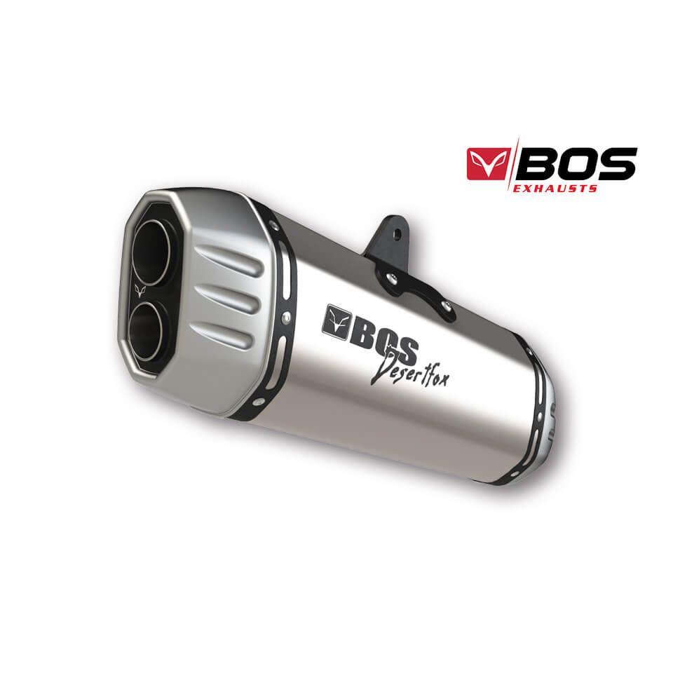 BOS End Pot Desert Fox BMW R 1200 GS, 17-, slip on, EG-Euro 4, Stainless Steel, silver, silver