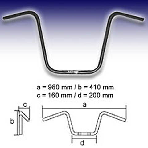 FEHLING Handlebar, APE HANGER HIGH, black, black