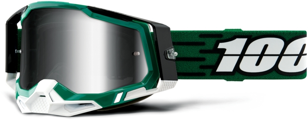100% Racecraft II Milori Motocross Goggles, black-green, black-green, Size One Size