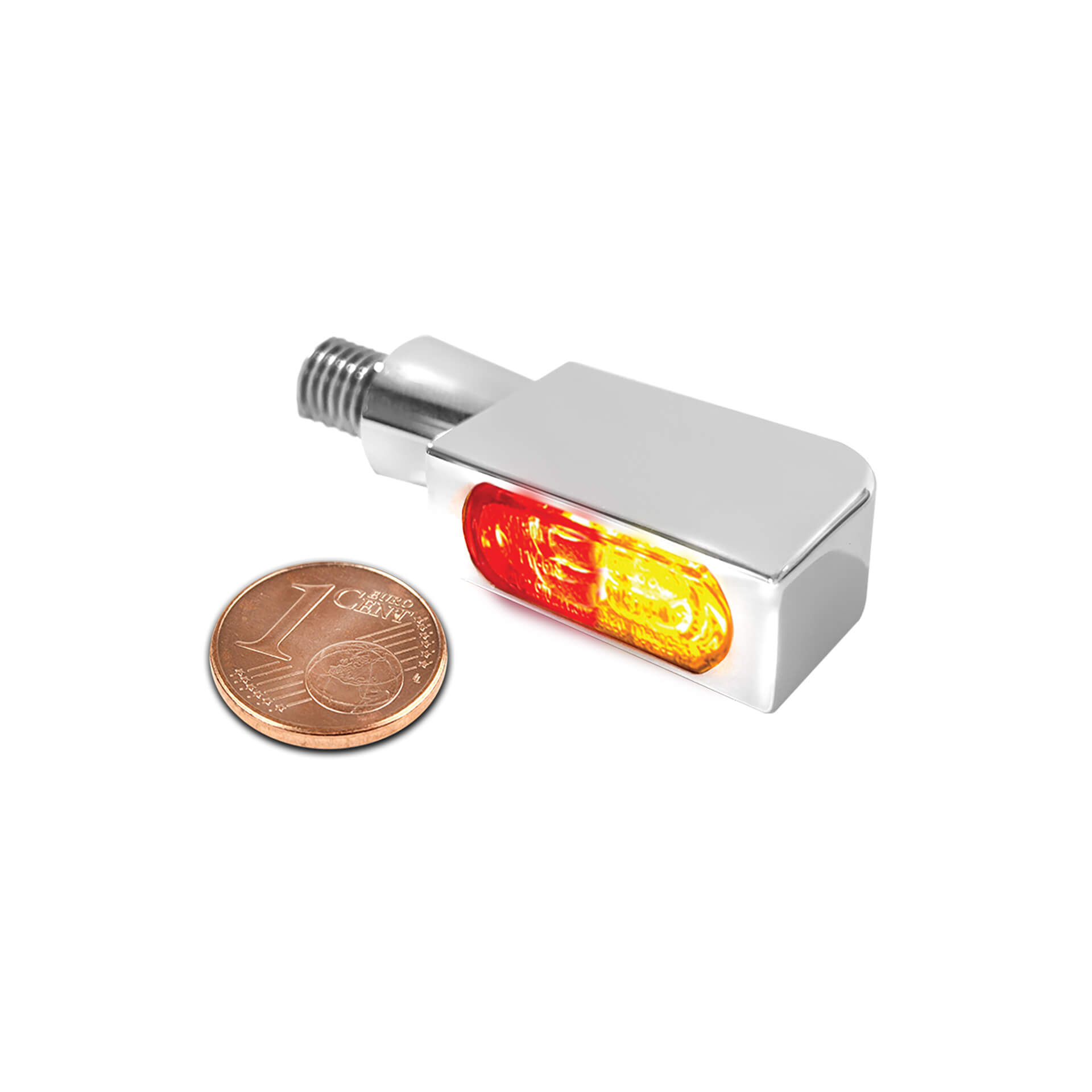 HeinzBikes BLOKK-Line MIRCO 3in1 LED turn signal, brake tail light, multifit - all brands, chrome, silver, silver