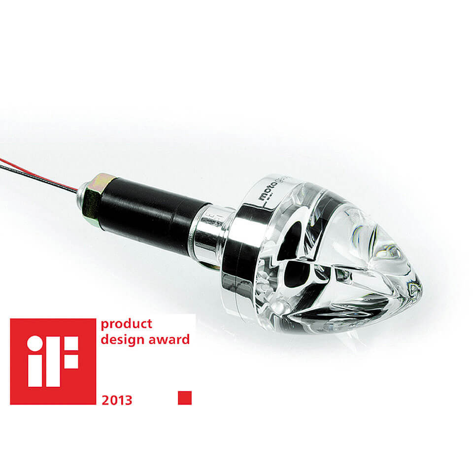 motogadget Handlebar end indicators mo.Blaze CONE, polished, left, silver, silver