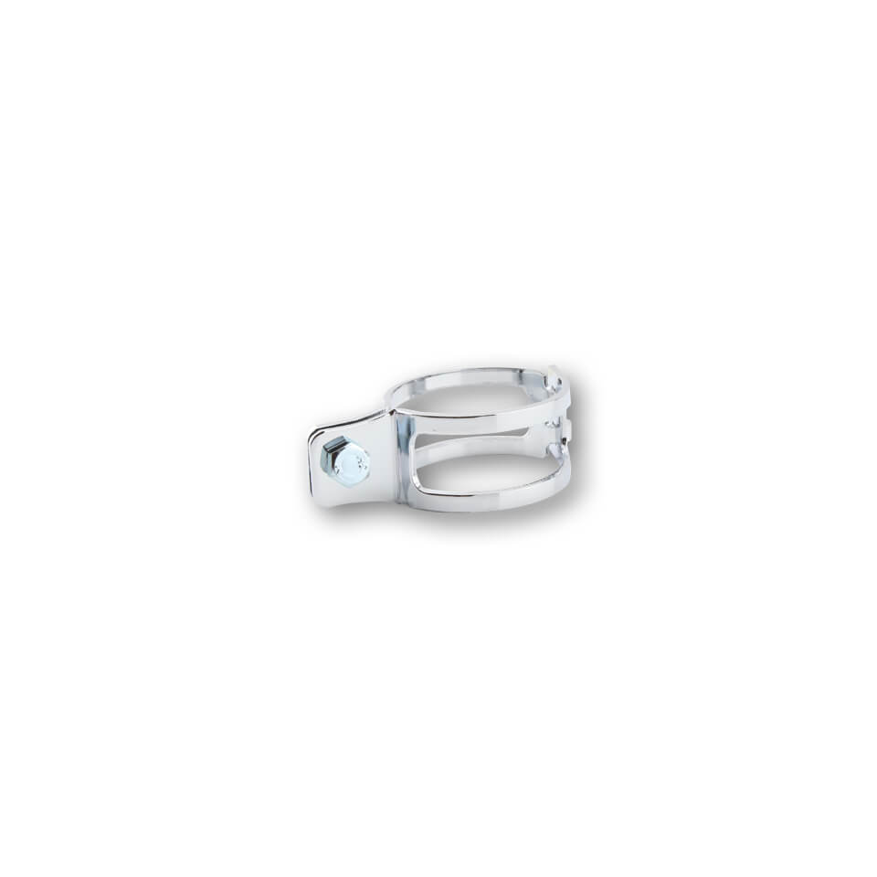 Pince de signal de virage, deux pièces, chromée, fixation de tuyau 43-46mm, argent