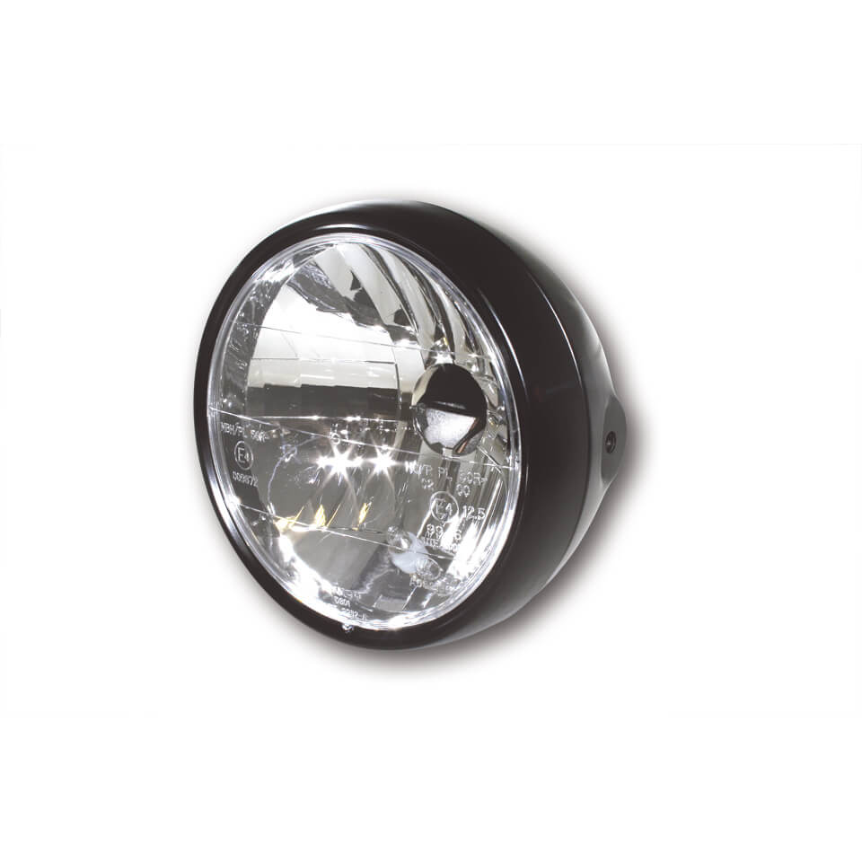 Image of SHIN YO Headlight, 6 1/2 alloggiamento in metallo in satinio nero rifinito, con luce di parcheggio, nero