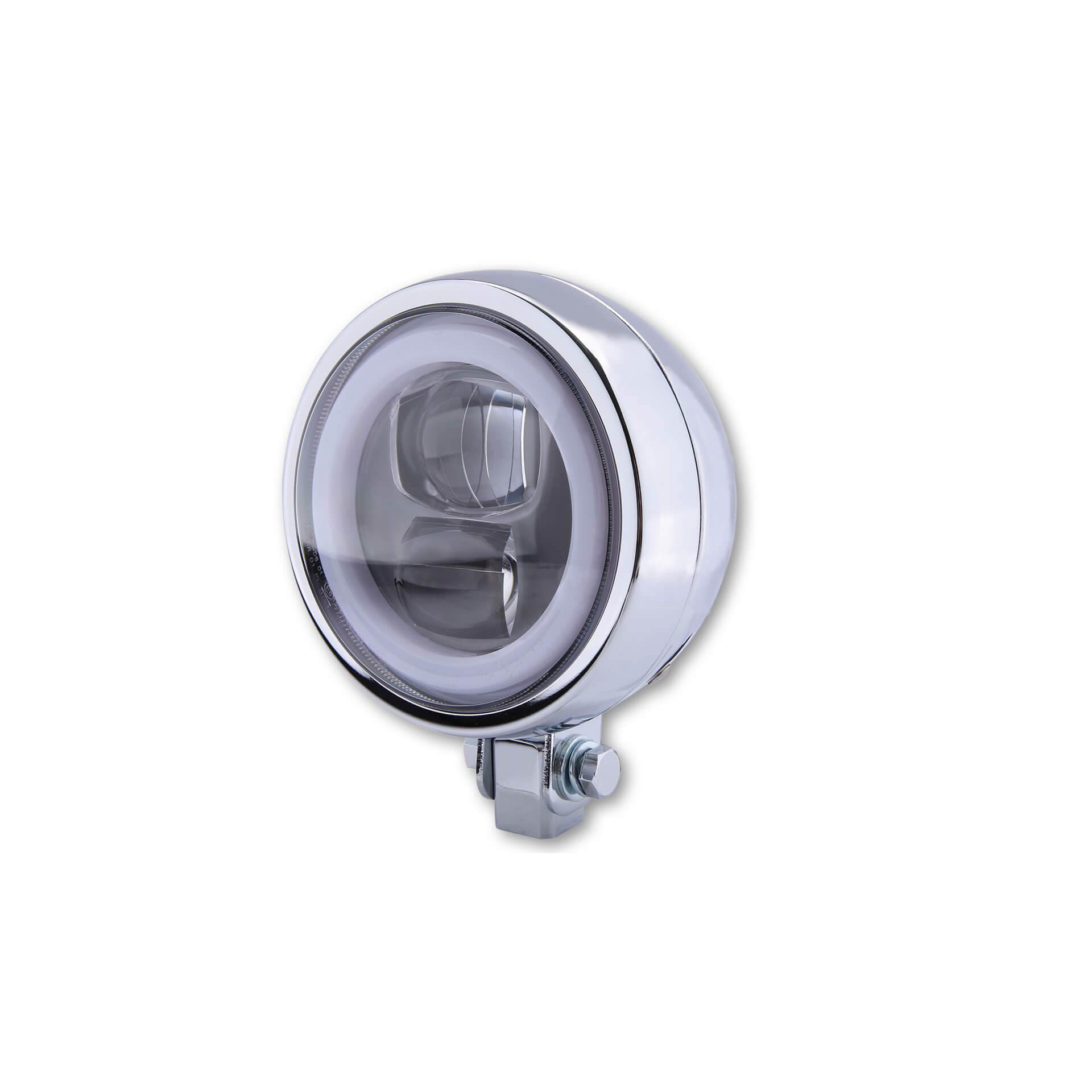 HIGHSIDER LED spotlight FLAT TYP 9 with parking light ring, chrome, lower mounting, silver, silver