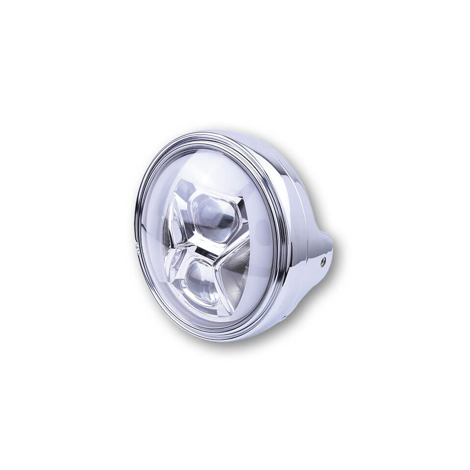 HIGHSIDER 7 inch LED headlight LTD TYP 8 with TFL, bend lighting, silver, silver