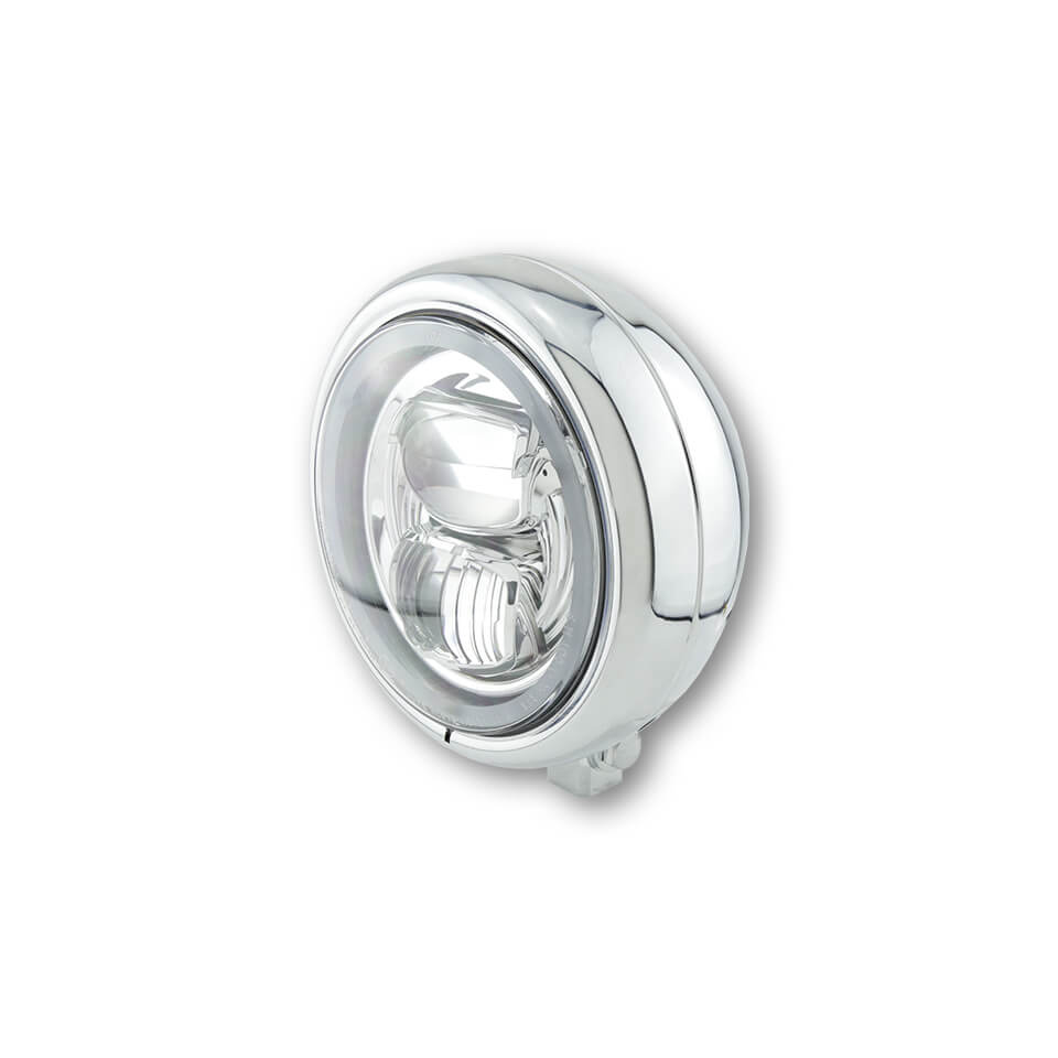 HIGHSIDER 5 3/4 inch LED spotlight PECOS TYP 7 with parking light ring, chrome, silver, silver Silver unisex