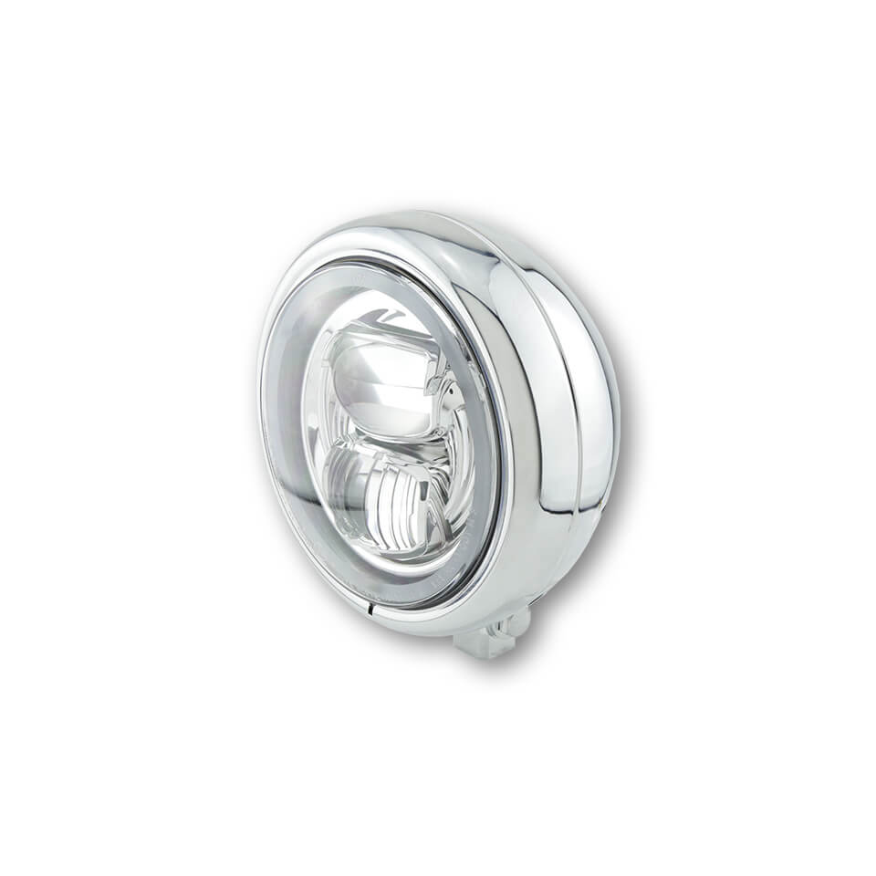 HIGHSIDER 5 3/4 inch LED spotlight PECOS TYP 7 with parking light ring, chrome, silver, silver
