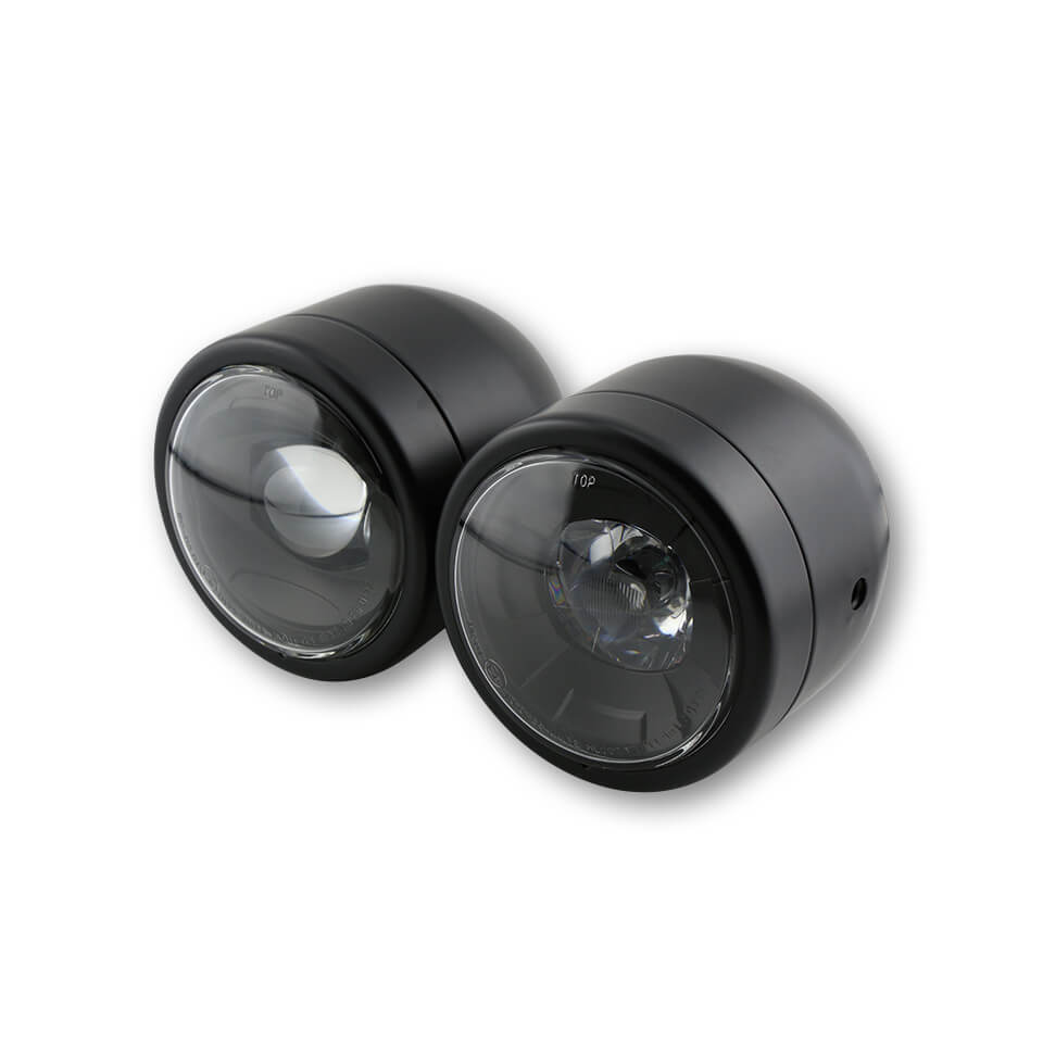 SHIN YO LED headlight TWIN, black, side mounting, black