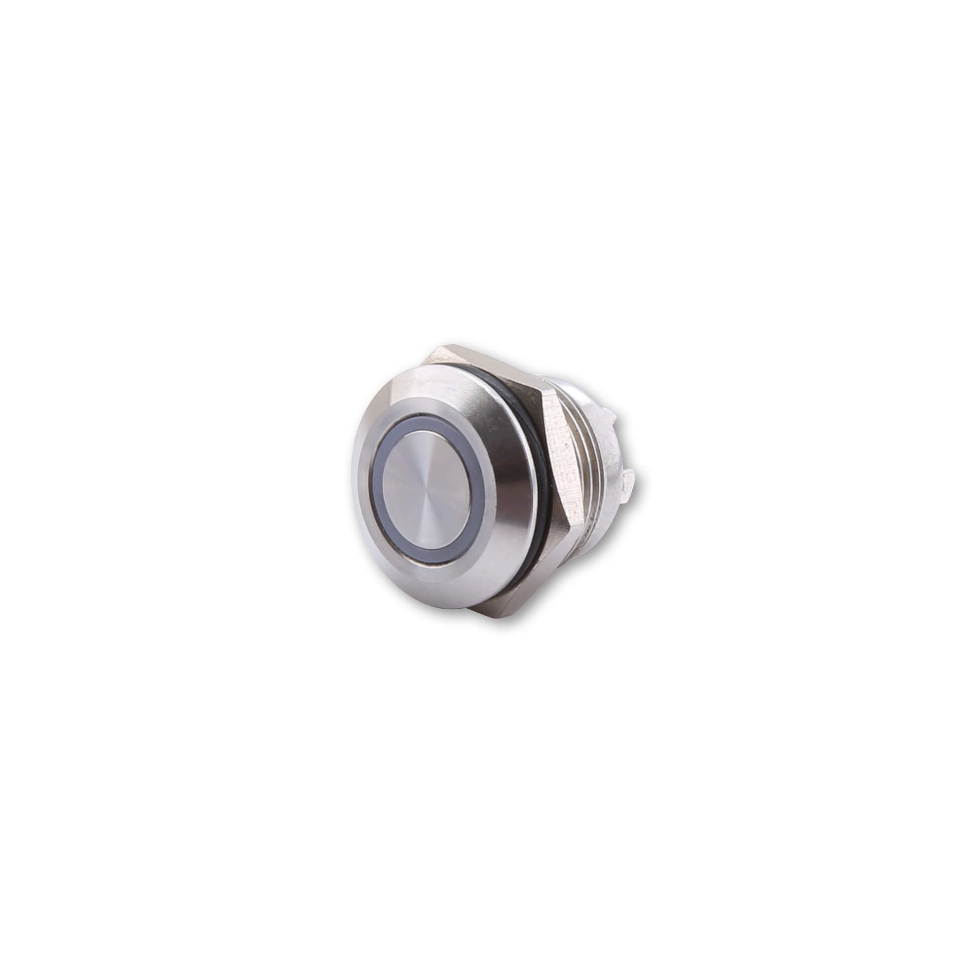 Image of HIGHSIDER Pushbutton in acciaio inox con anello illuminato a LED in diversi colori (M12), pezzo, blu-argento