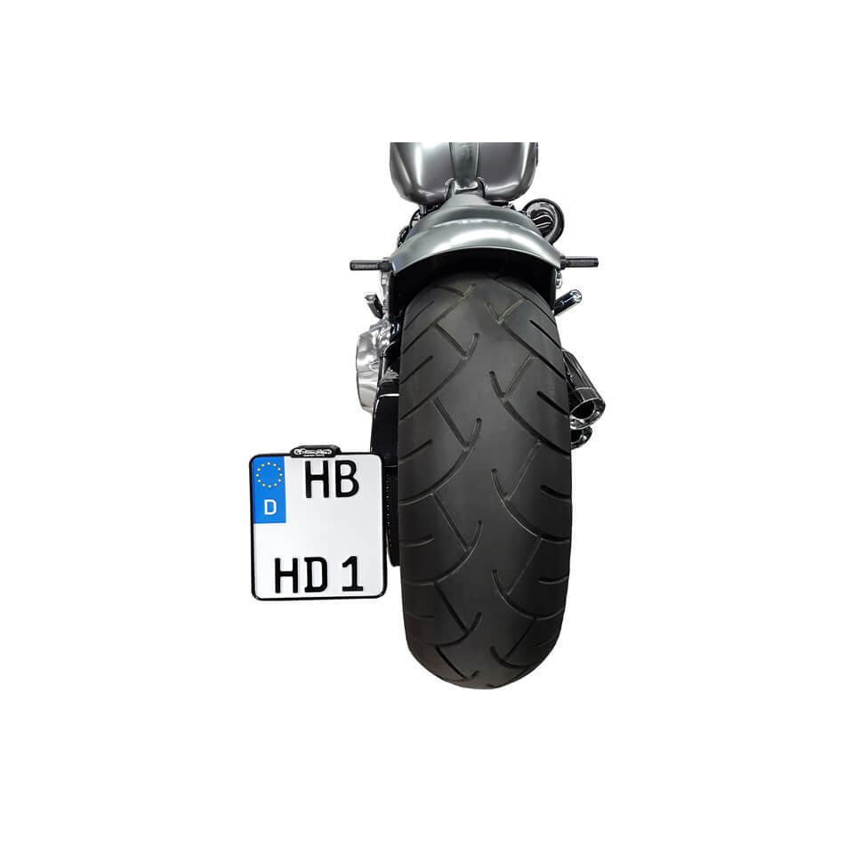 HeinzBikes Side Mount license plate holder, black, Dyna until 2017, D, incl. LED license plate illumination, black