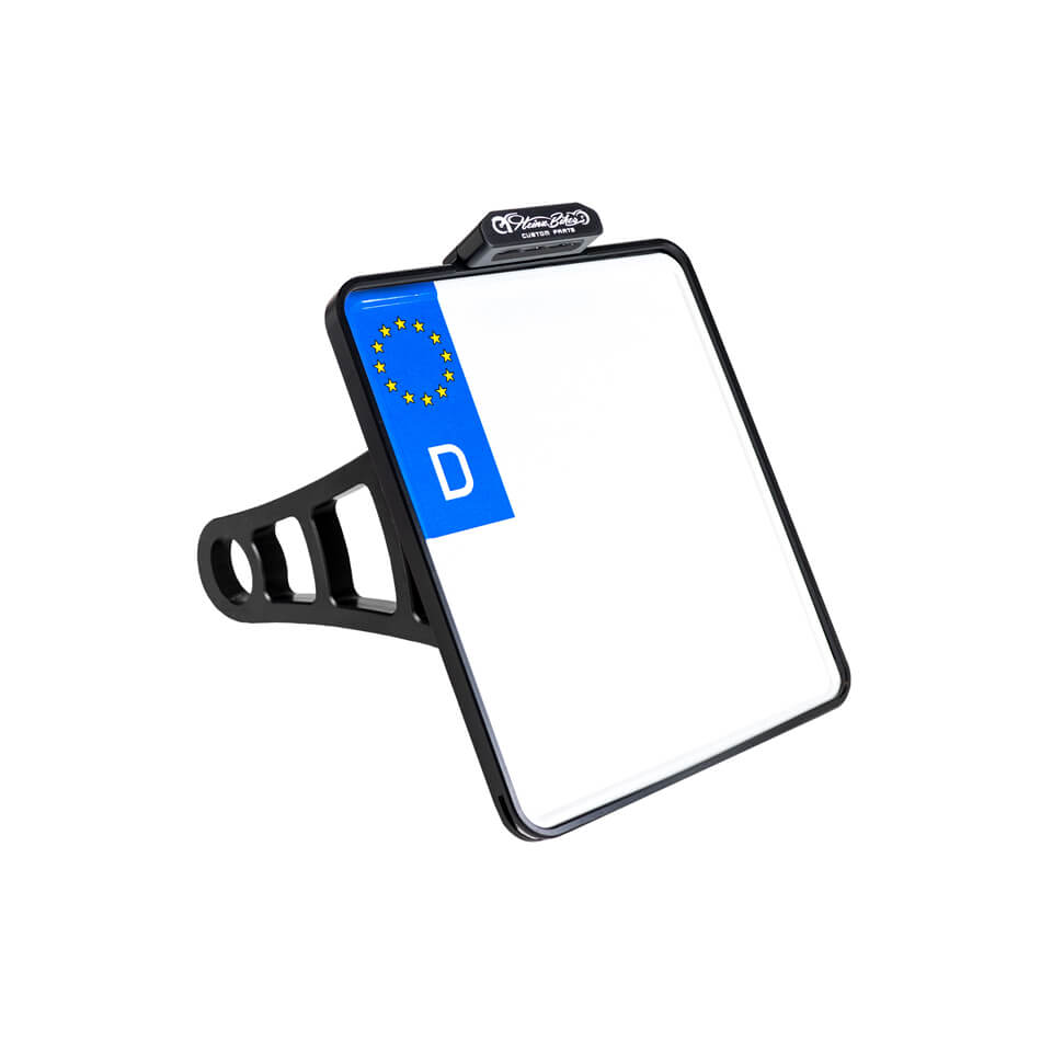 HeinzBikes Side Mount license plate holder, black, Sportster until 2019, D, incl. LED license plate illumination, black