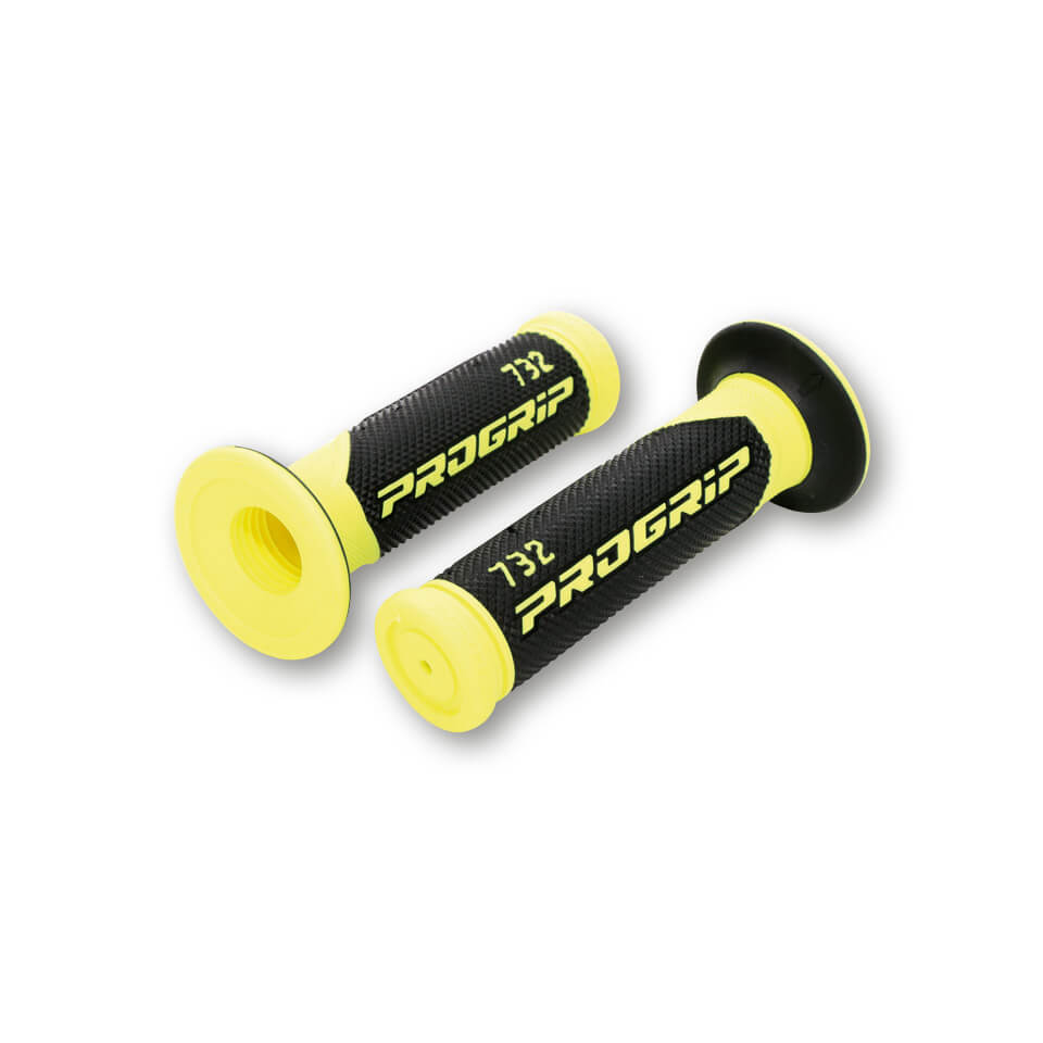 PROGRIP Handlebar grips 732, neon yellow/black, 7/8 inch, closed, black-yellow, black-yellow