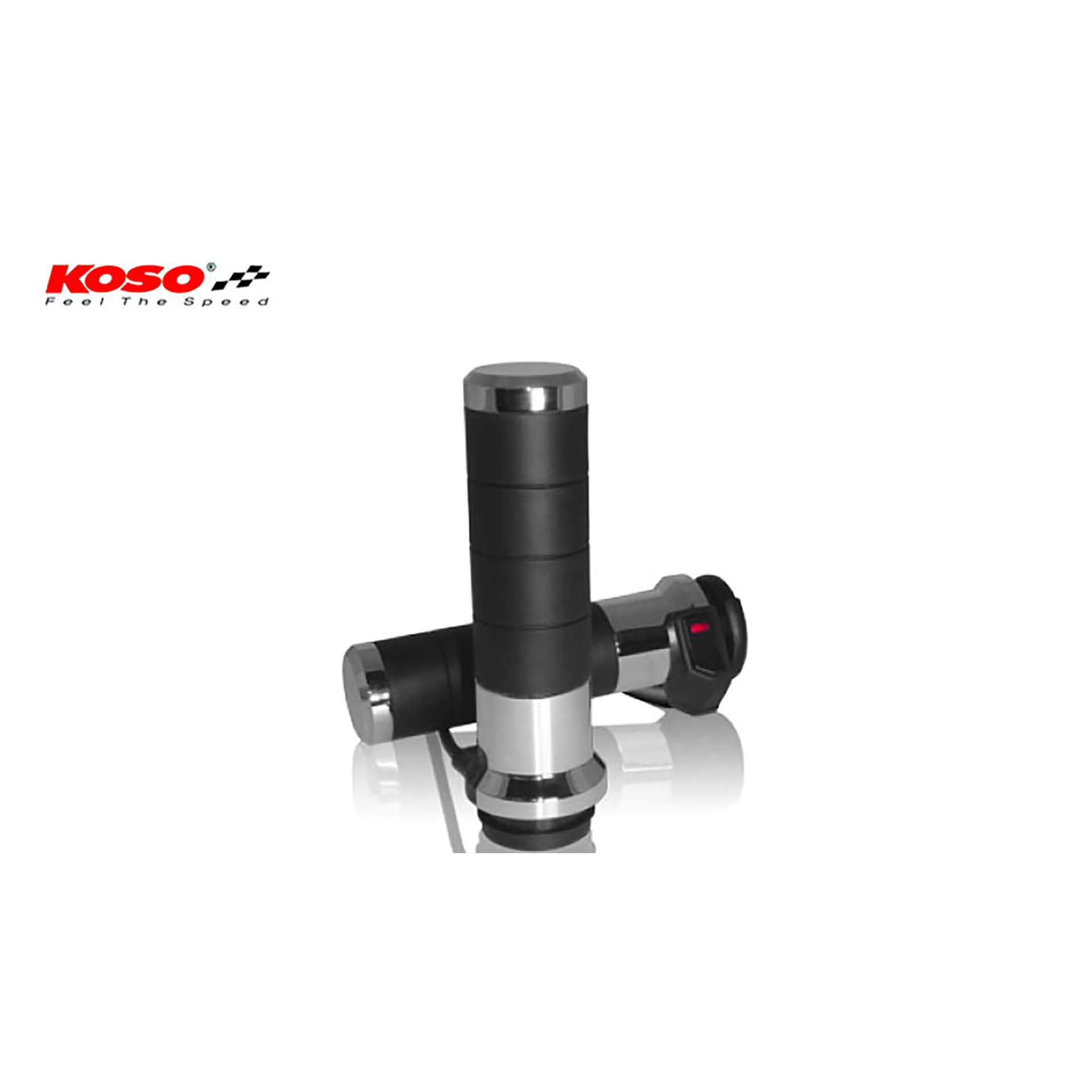 KOSO heated grips Titan-X for Harley Davidson with integrated switch, chrome, silver, silver