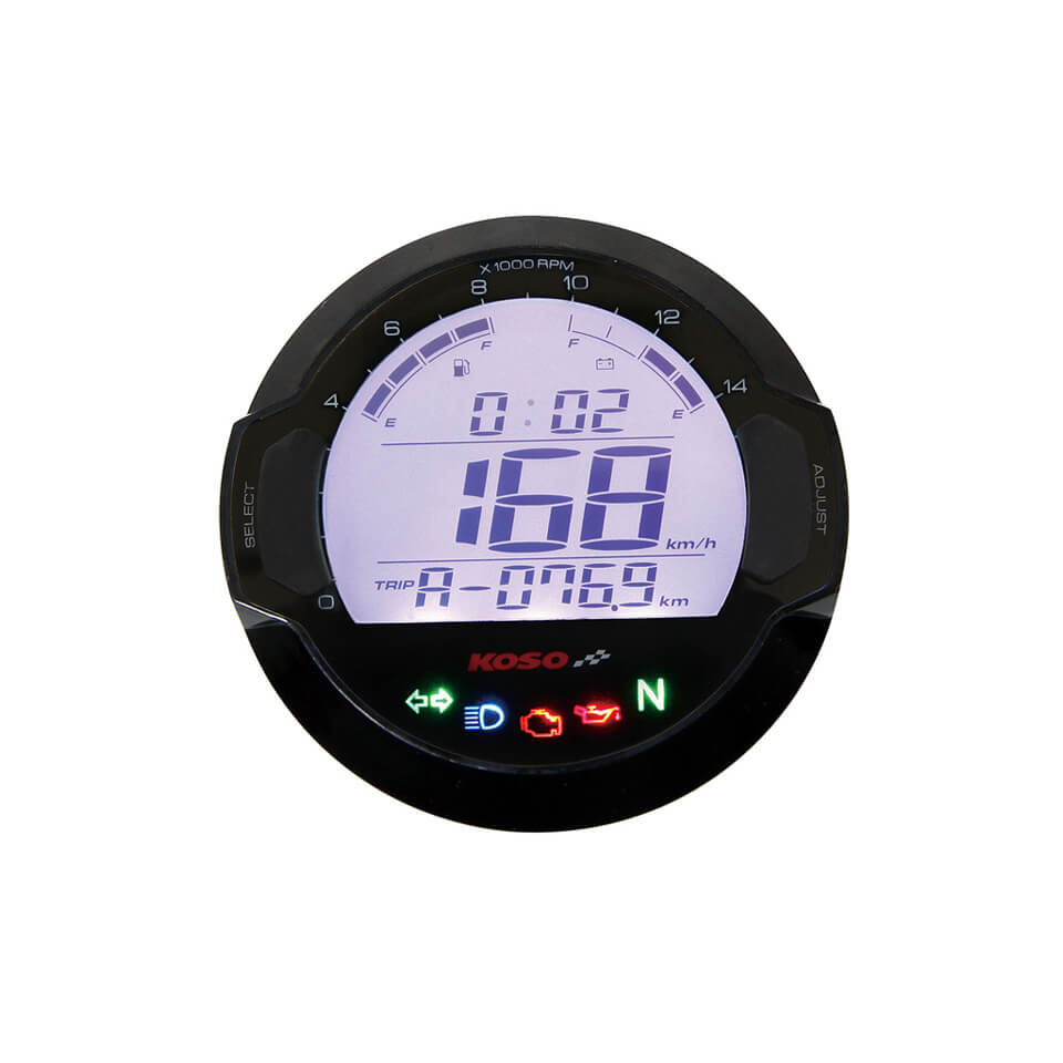 KOSO Digital cockpit with 5 indicator lights, black, black