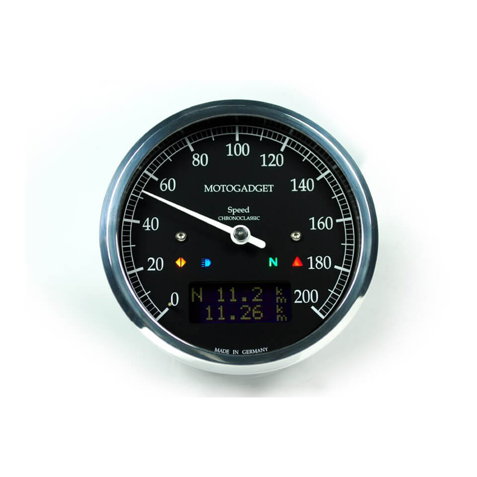 Image of motogadget Speedometer Chronoclassic speedo Dark Edition, argento