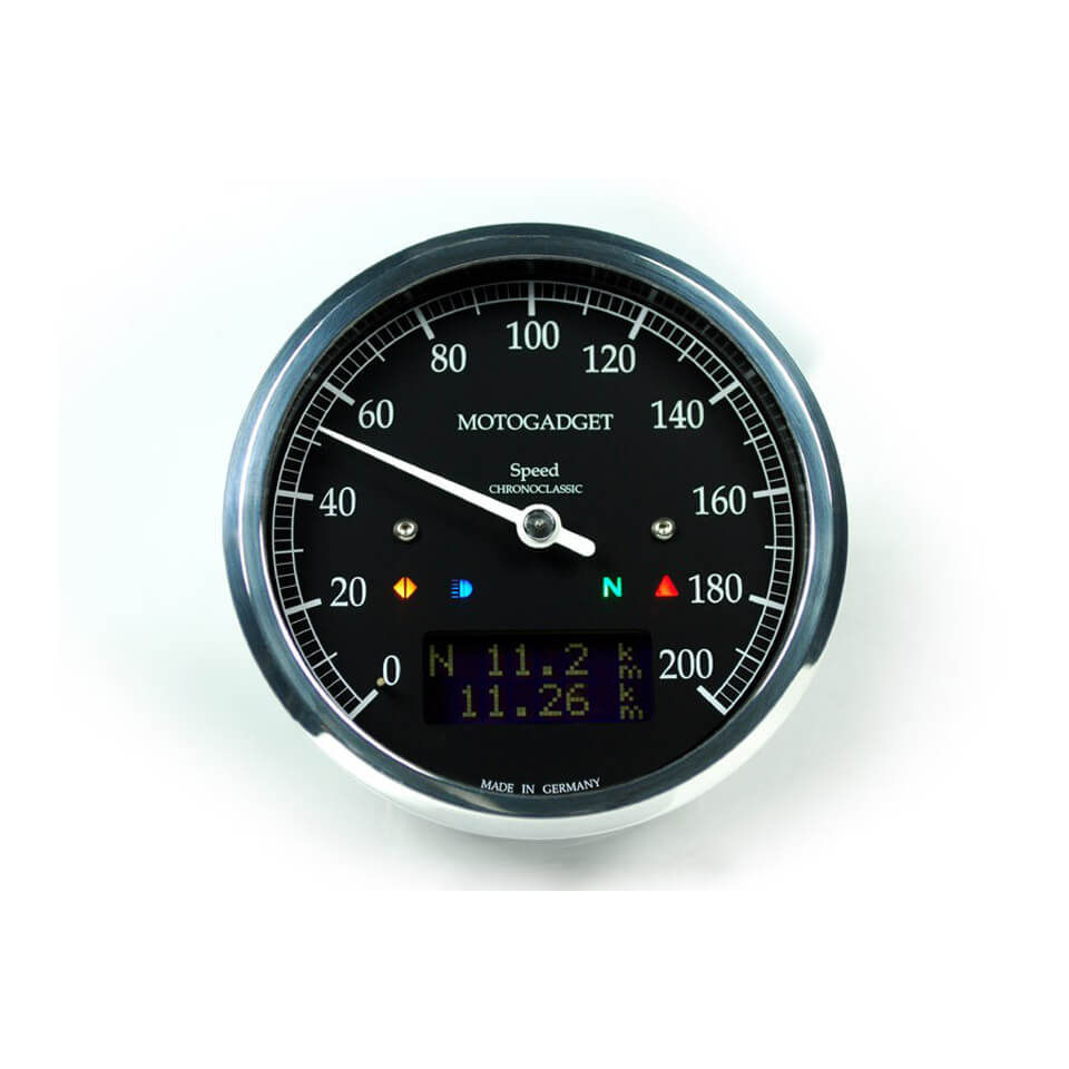 motogadget Speedometer Chronoclassic speedo Dark Edition, argent