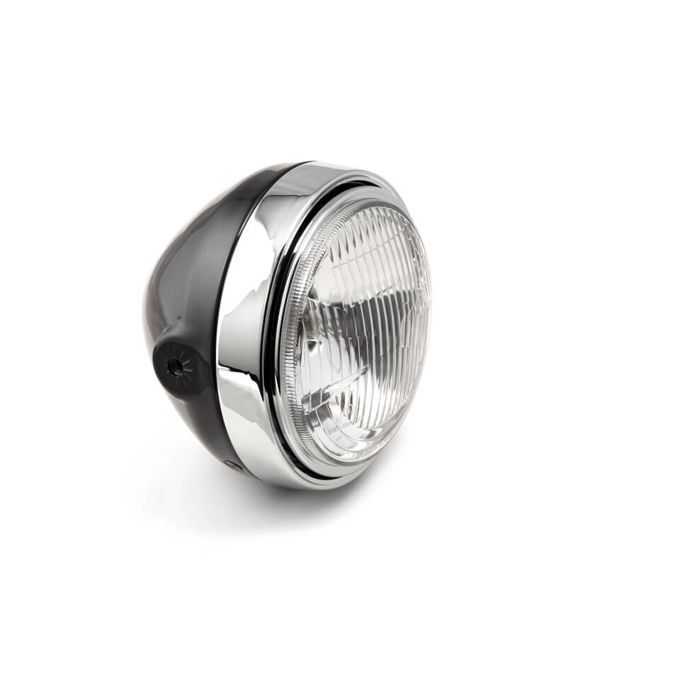 LSL Scrambler headlight, corrugated glass/H4, black/chrome, black