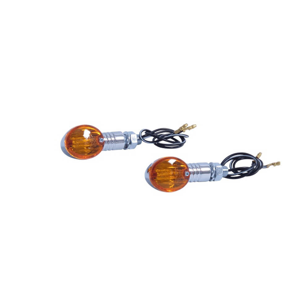 HIGHWAY HAWK Turn signal SET MINI short style, chrome, silver, silver