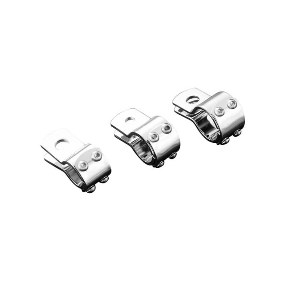 HIGHWAY HAWK 3-piece clamp 32 mm chrome-plated (1 piece), silver, silver