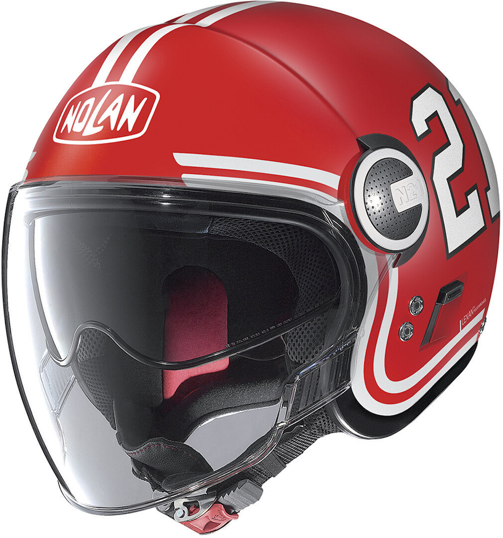 Image of Nolan N21 Visor Quarterback Casco a getto, bianco-rosso, dimensione S