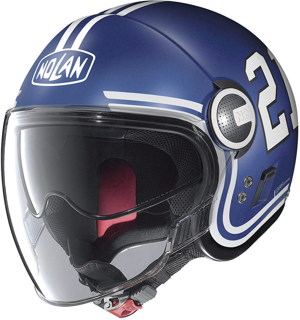 Nolan N21 Visor Quarterback Jet Helmet, white-turquoise-blue, Size L, white-turquoise-blue, Size L
