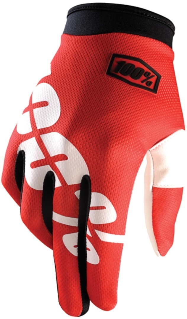 100% iTrack Guanti Motocross, bianco-rosso, dimensione S