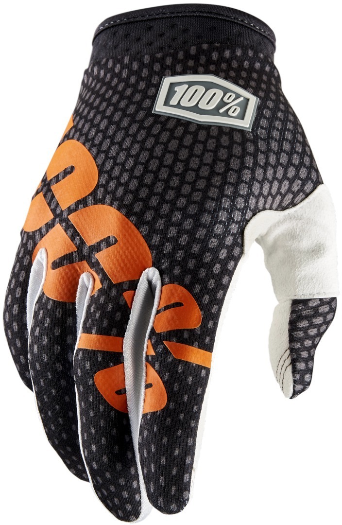 100% iTrack Dot Guanti Motocross, nero-arancione, dimensione S