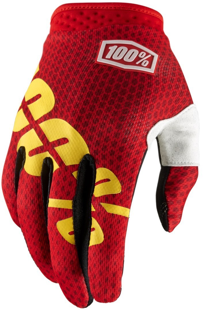 100% iTrack Dot Guanti Motocross, rosso-giallo, dimensione L
