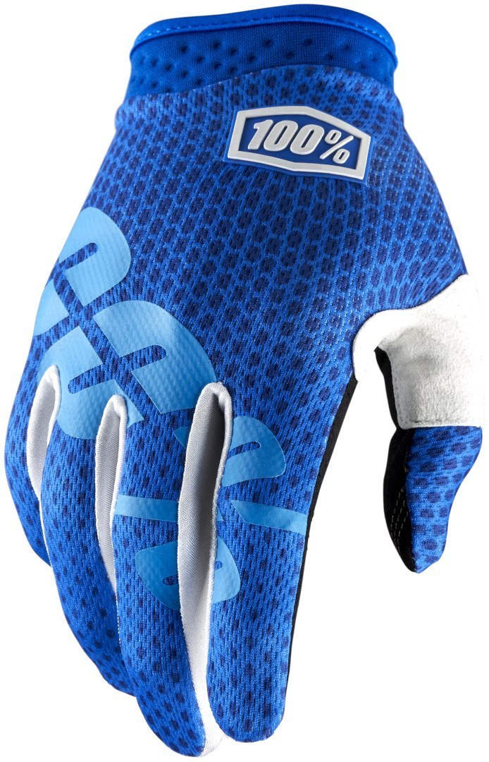 100% iTrack Dot Guanti Motocross, bianco-blu, dimensione S