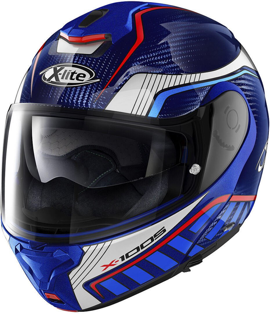 X-Lite X-1005 Ultra Carbon Cheyenne N-Com Helmet, white-red-blue, Size 2XS, white-red-blue, Size 2XS