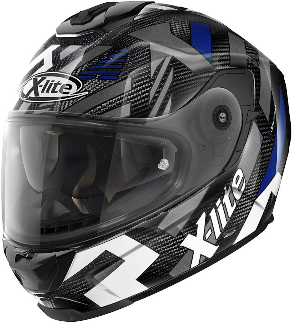 X-Lite X-903 Ultra Carbon Creek N-Com Helmet, black-white-blue, Size S, black-white-blue, Size S