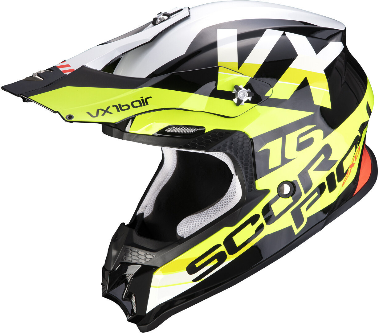 Scorpion VX-16 Air X-Turn Motocross Helmet, black-white-yellow, Size S, black-white-yellow, Size S