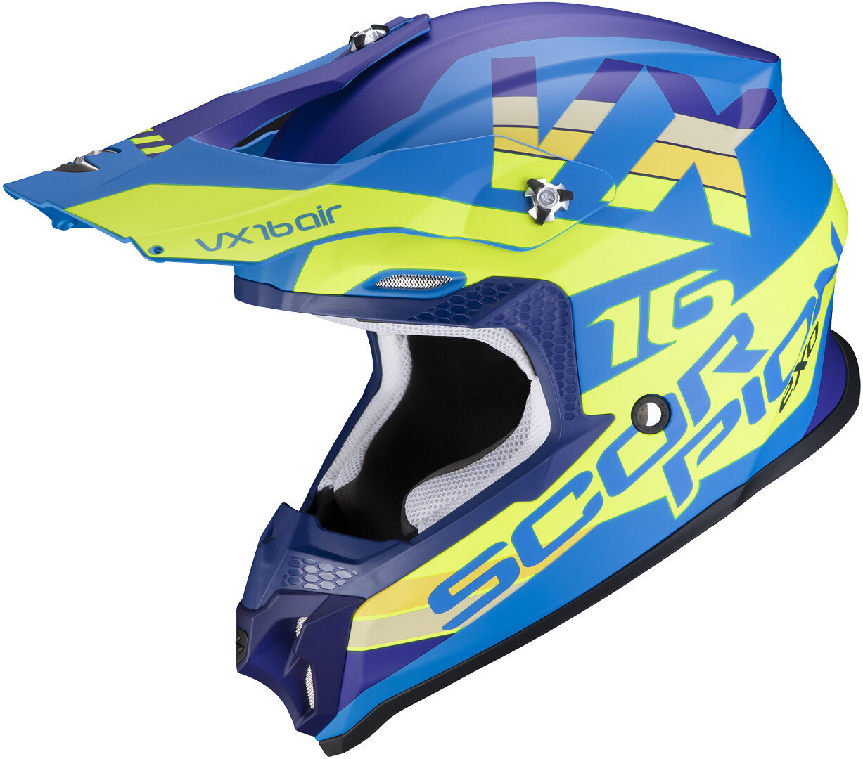Scorpion VX-16 Air X-Turn Motocross Helmet, blue-yellow, Size L, blue-yellow, Size L