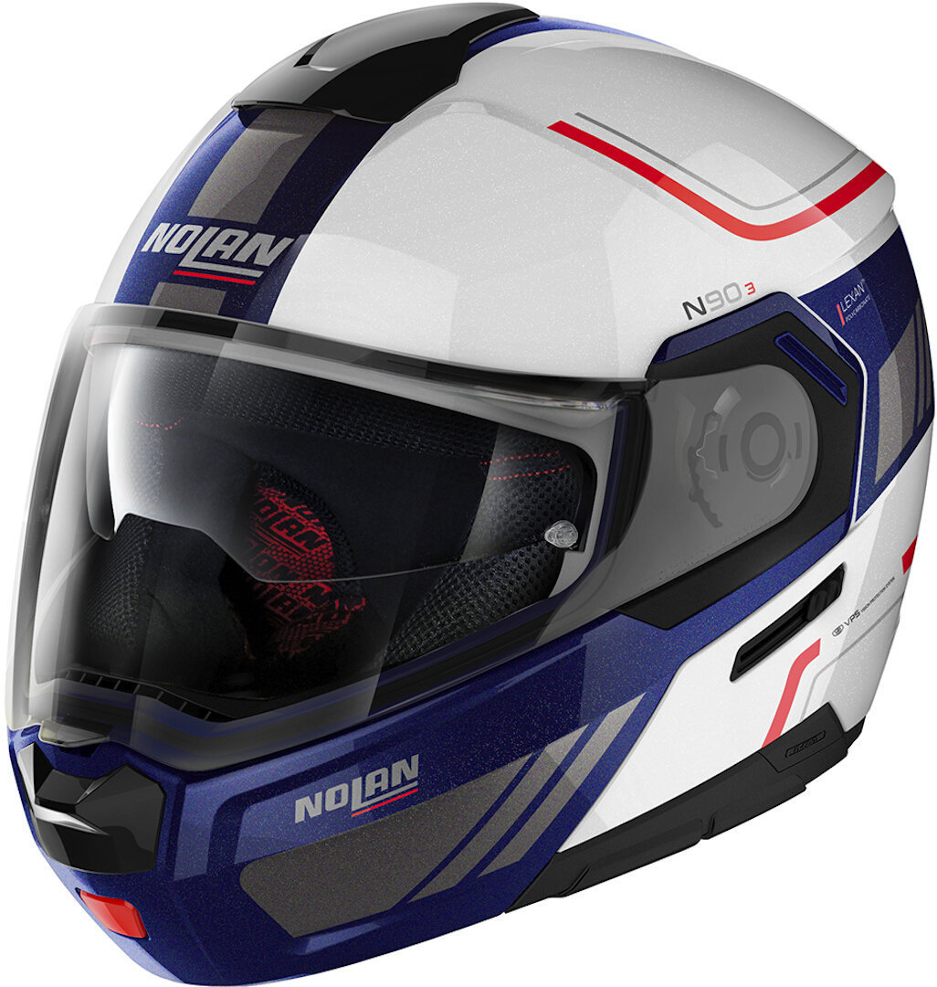 Nolan N90-3 Voyager N-Com Helmet, white-red-blue, Size S, white-red-blue, Size S