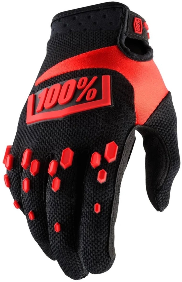 100% Airmatic Hexa Jeugd Motocross Handschoenen, zwart-rood, afmeting L
