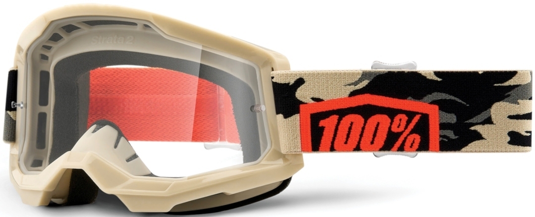 100% Strata II Kombat Motocross Goggles, brown-beige, brown-beige, Size One Size