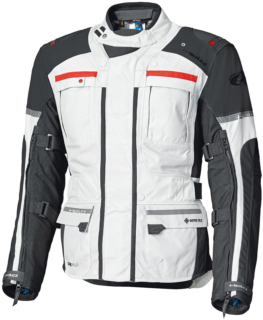 Held Carese Evo GTX Motorcycle Textile Jacket, grey-red, Size 4XL