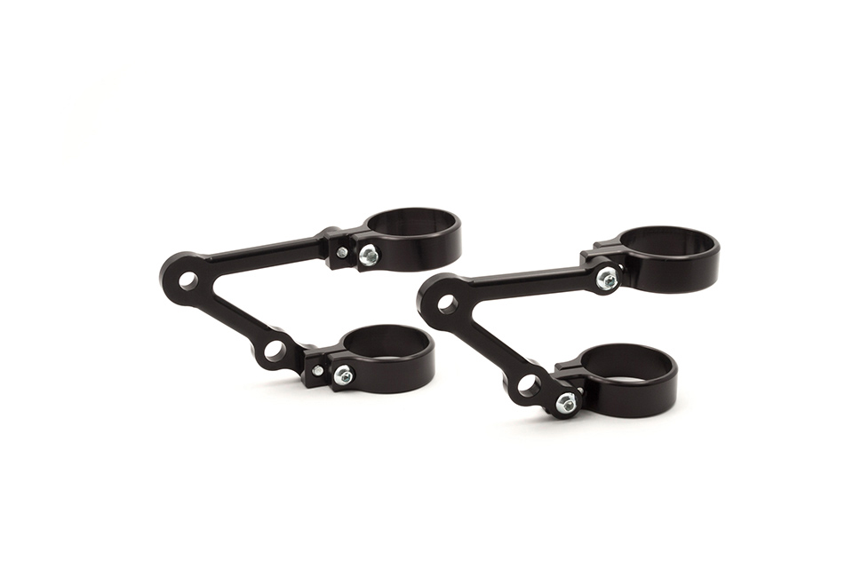 LSL Lamp holder 52mm, extra short, with turn signal holder, black, black