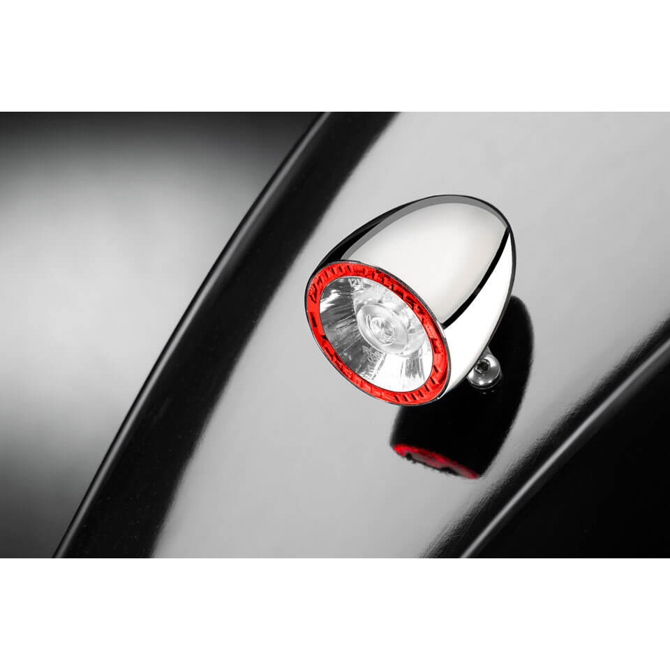 Kellermann Rear brake light unit Bullet 1000 RB, chrome, clear glass, silver for Men, silver for Men