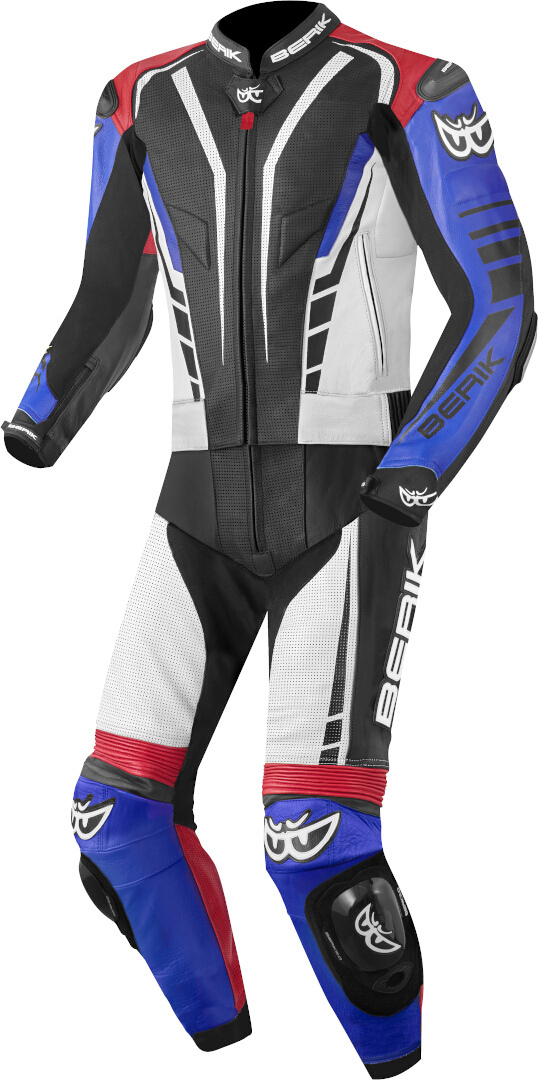 Berik XR-Ace 2-Teiler Motorrad Lederkombi, schwarz-weiss-rot-blau, Größe 48, schwarz-weiss-rot-blau, Größe 48