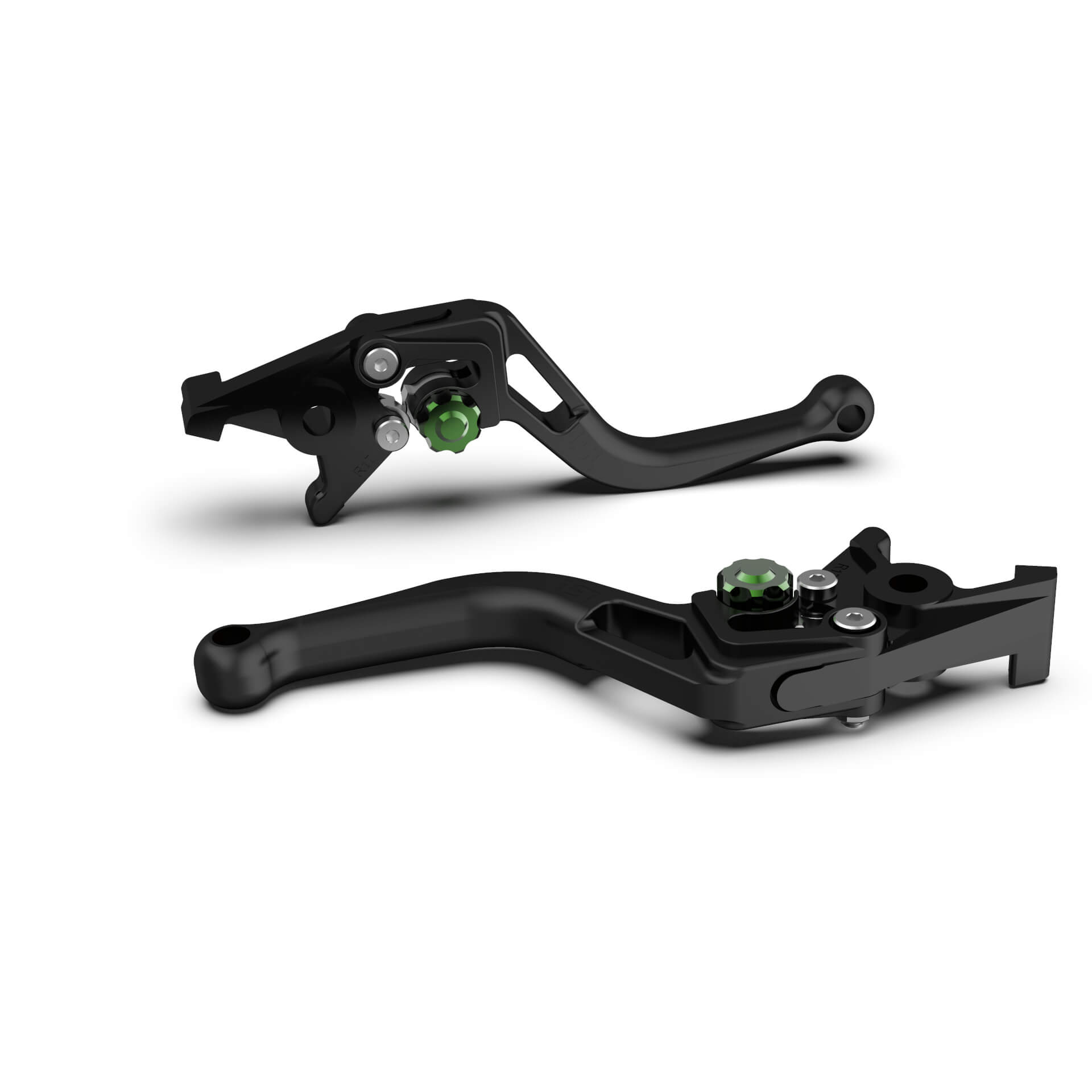 LSL Clutch lever BOW L48R, short, black pearl blasted/green, green