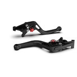 LSL Clutch lever BOW L58R, short, black pearl blasted/red