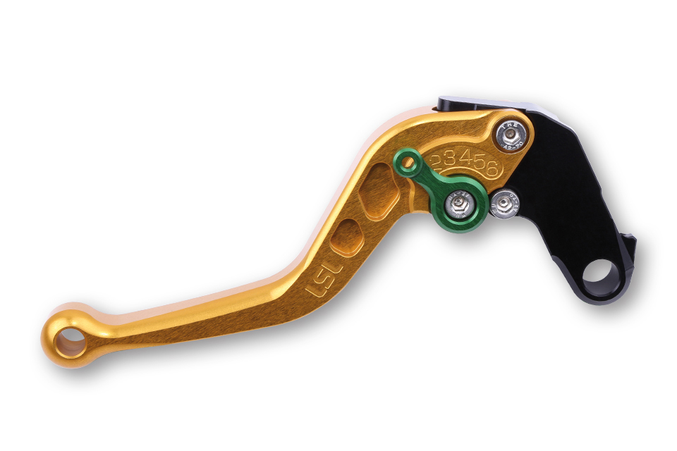 LSL Clutch lever Classic L37R, gold/green, short, green