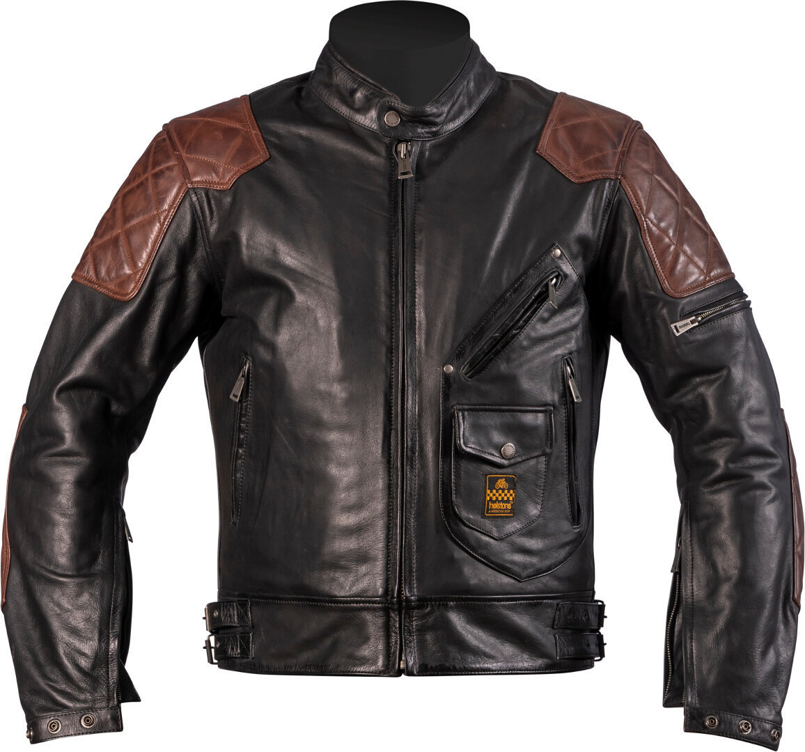 Helstons Chuck Motorcycle Leather Jacket, black-brown, Size S, black-brown, Size S