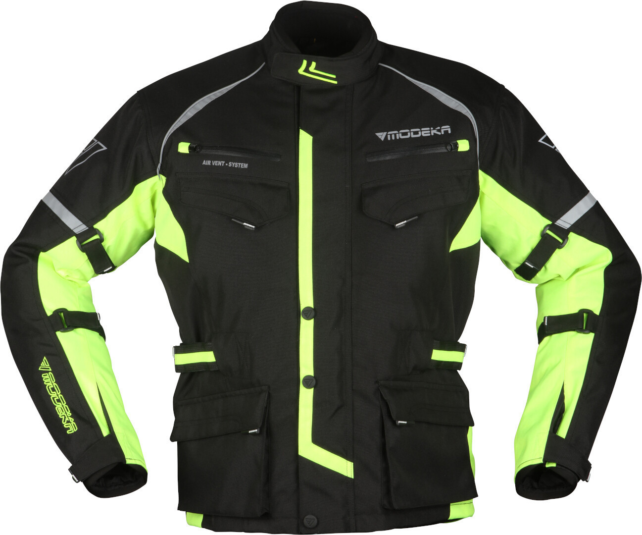 Modeka Tarex Motorcycle Textile Jacket, black-yellow, Size S, black-yellow, Size S