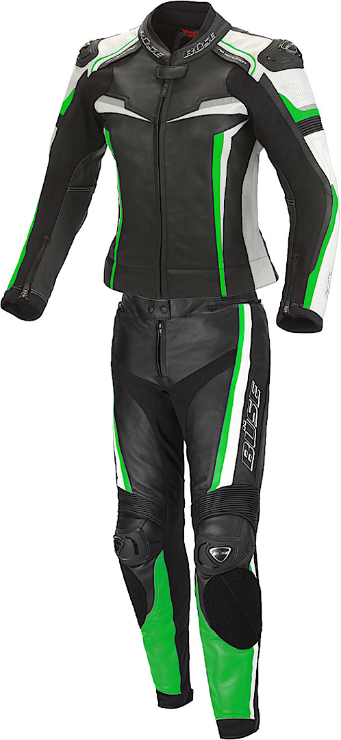 Büse Mille Two Piece Ladies Motorcycle Leather Suit, black-green, Size 34 for Women, black-green, Size 34 for Women